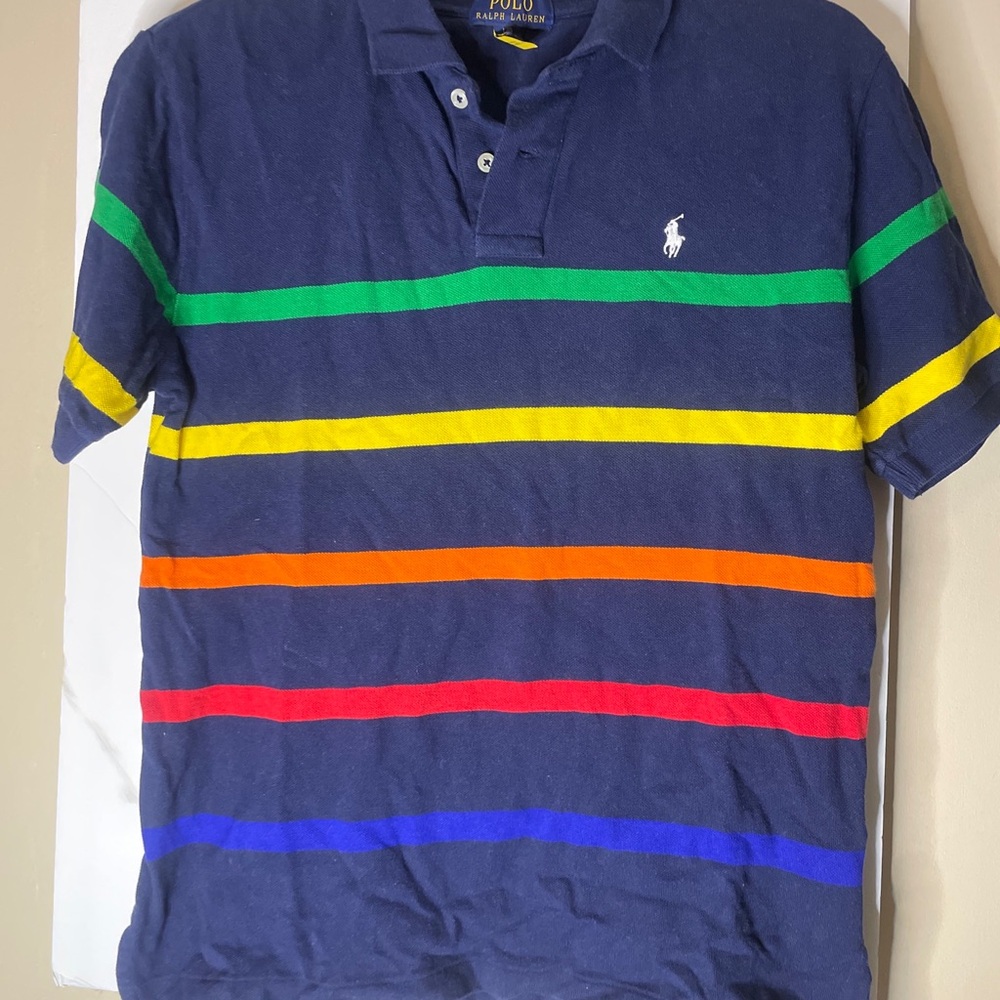 Polo by Ralph Lauren Blue and Green Striped Polo Shirt